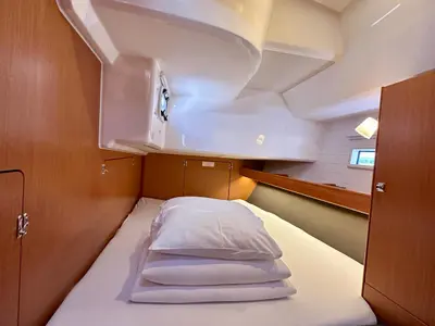 Cabin on Topaz, a Bavaria Cruiser 46 sailboat at Sukošan, Croatia