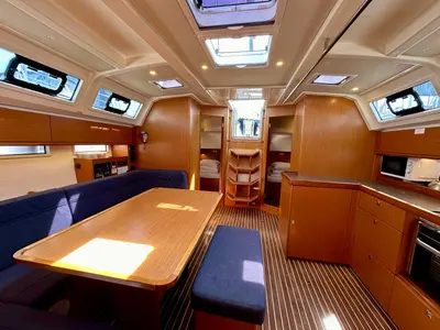 Salon of Topaz, a Bavaria Cruiser 46 sailboat at Sukošan, Croatia
