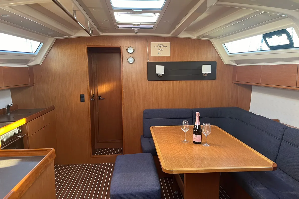 Salon of Topaz, a Bavaria Cruiser 46 sailboat at Sukošan, Croatia