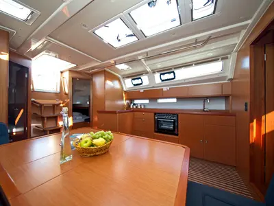 Galley of MH 85, a Bavaria Cruiser 46 sailboat at Murter, Croatia