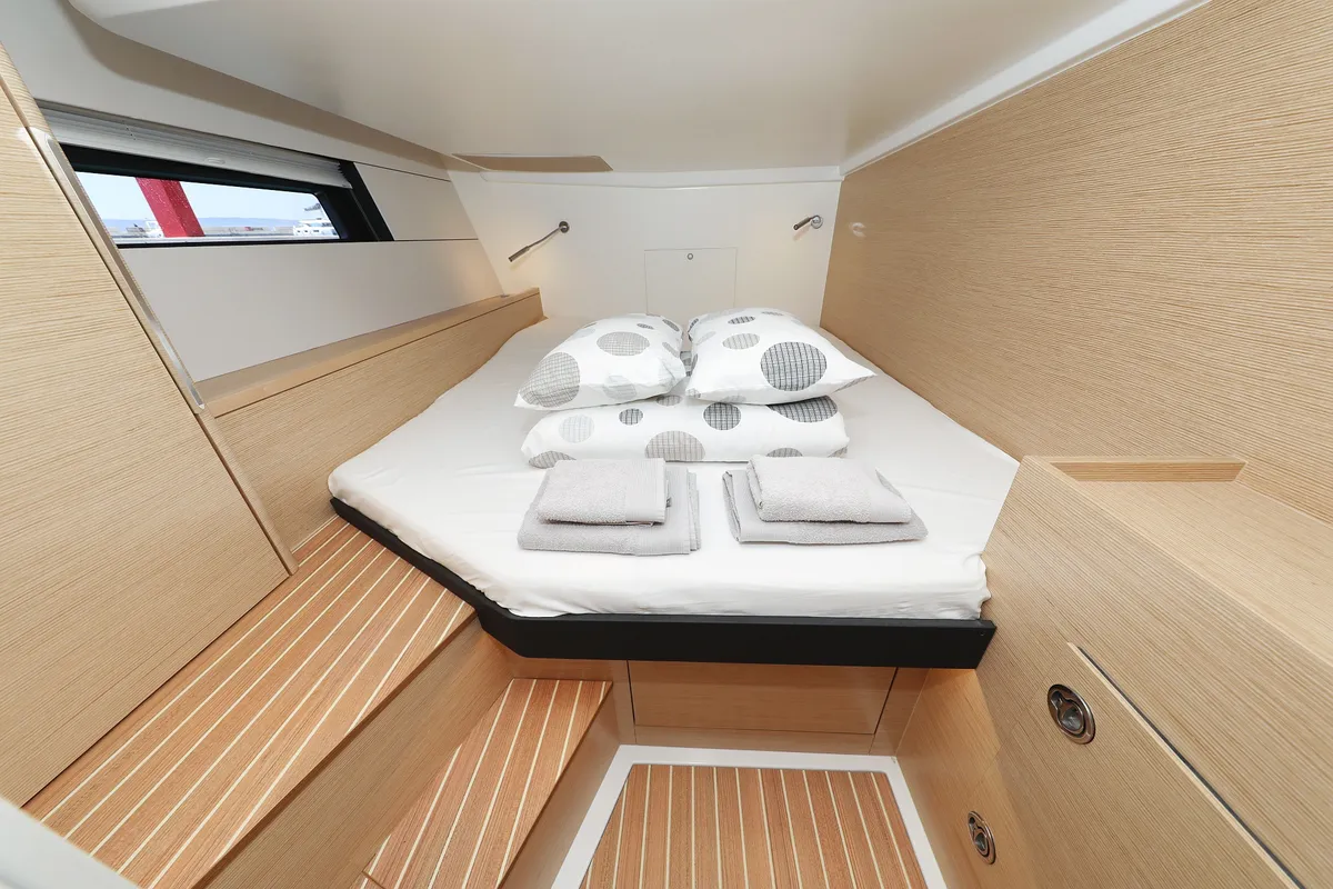 Cabin on Atmosphere, a Hanse 460 sailboat at Kaštela, Croatia