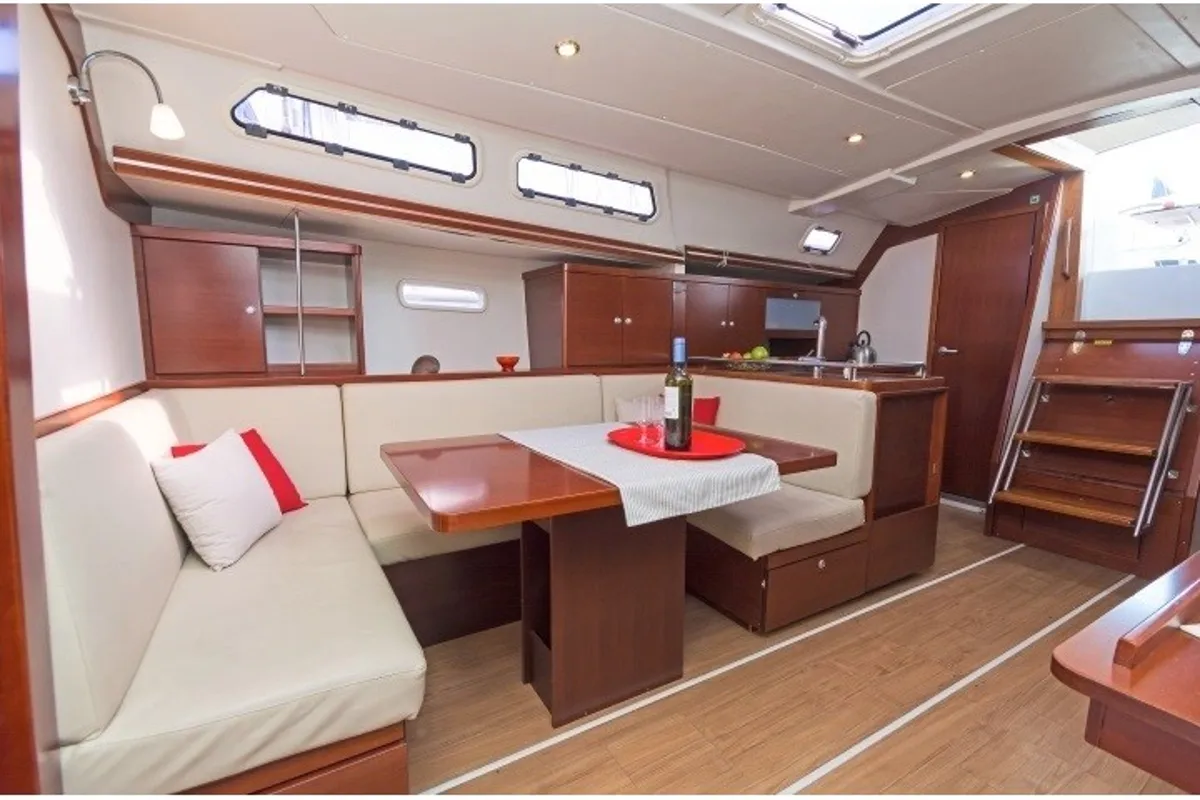Salon of Leonessa, a Hanse 430 sailboat at Piraeus, Greece