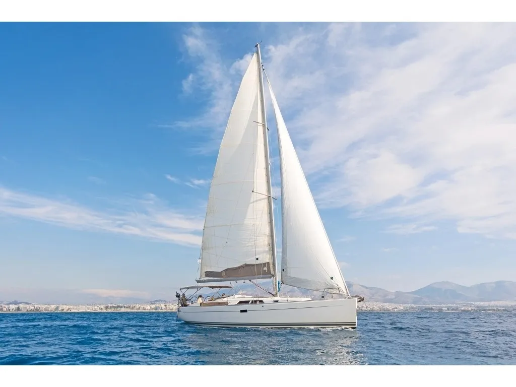 Exterior view of Leonessa, a Hanse 430 sailboat at Piraeus, Greece