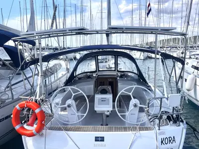 Cockpit of KORA, a Bavaria Cruiser 34 sailboat at Sukošan, Croatia
