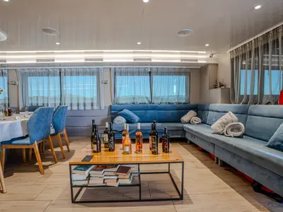 Salon of Alpha, a Luxury Motor Yacht motor yacht at Dubrovnik, Croatia