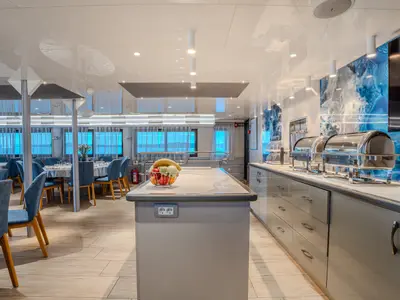 Galley of Alpha, a Luxury Motor Yacht motor yacht at Dubrovnik, Croatia