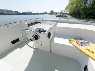 Deck of Royal Classique, a Cygnet Royal Classique motorboat at Migennes, France