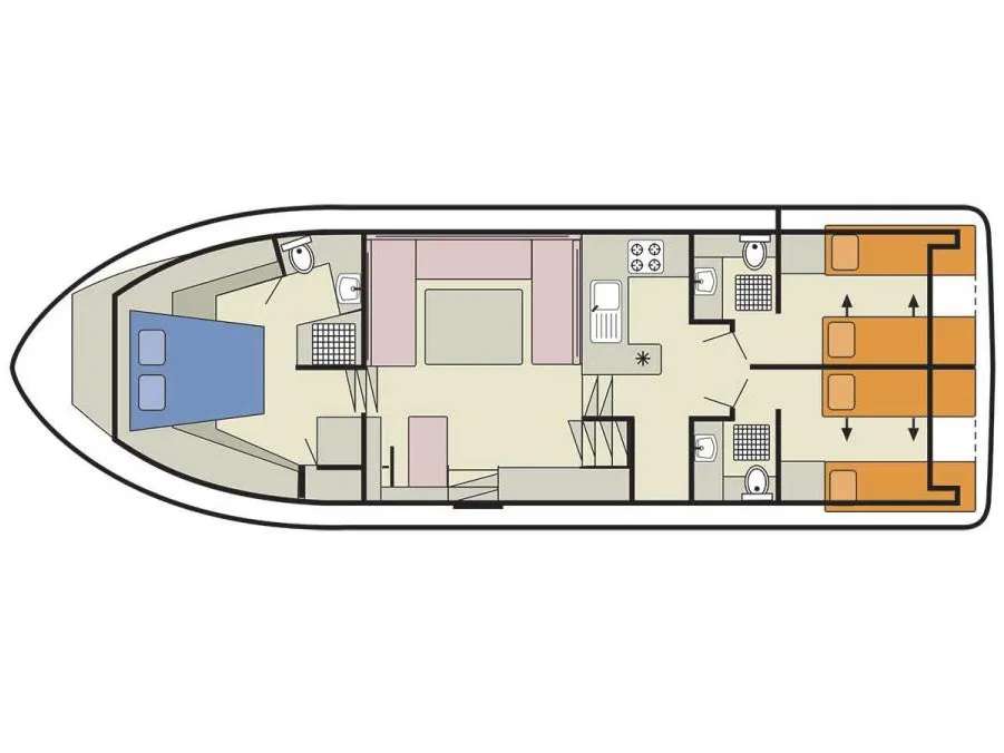 Cabin on Royal Classique, a Cygnet Royal Classique motorboat at Migennes, France