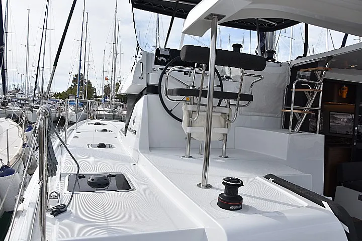 Cockpit of Arion, a Lagoon 42 - 4 + 2 cab. catamaran at Skiathos, Greece