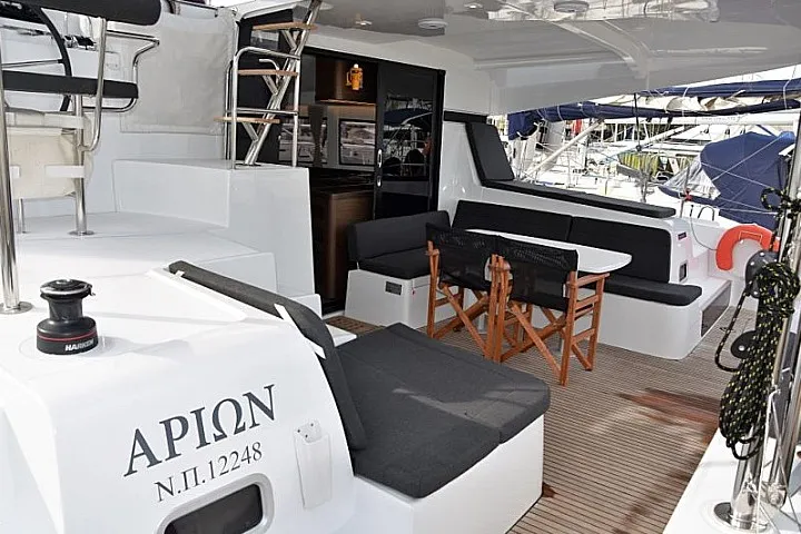 Deck of Arion, a Lagoon 42 - 4 + 2 cab. catamaran at Skiathos, Greece