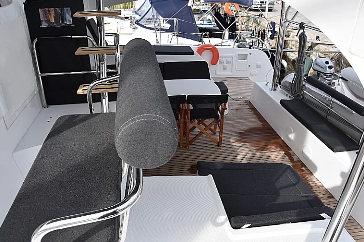 Deck of Arion, a Lagoon 42 - 4 + 2 cab. catamaran at Skiathos, Greece