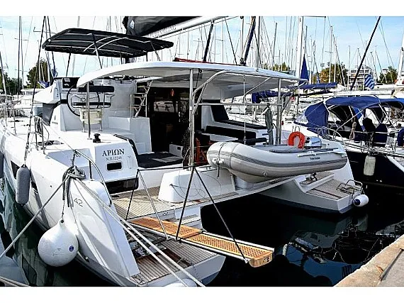 Exterior view of Arion, a Lagoon 42 - 4 + 2 cab. catamaran at Skiathos, Greece