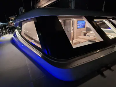 Salon of Premium +, a Aventura 45 catamaran at Dénia, Spain