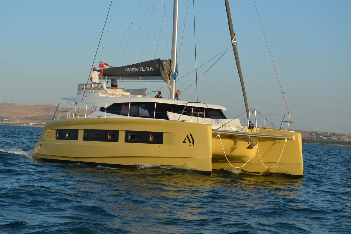 Exterior view of Premium +, a Aventura 45 catamaran at Dénia, Spain