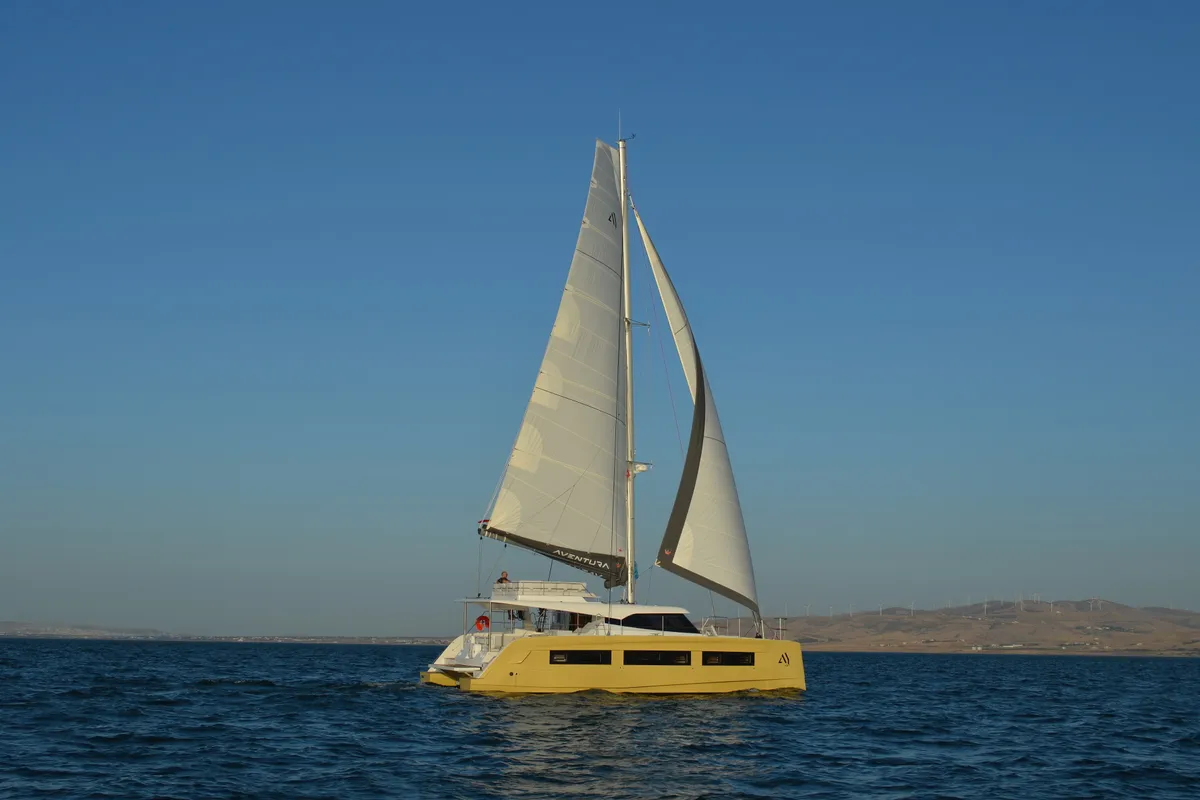 Exterior view of Premium +, a Aventura 45 catamaran at Dénia, Spain