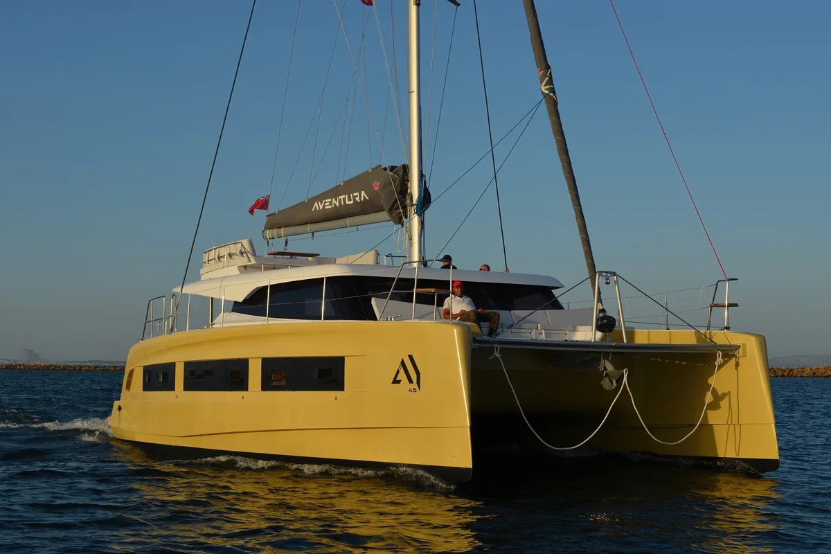 Exterior view of Premium +, a Aventura 45 catamaran at Dénia, Spain