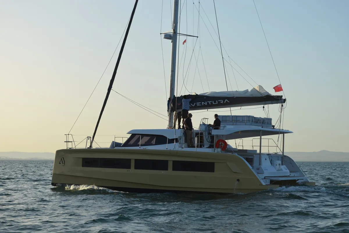 Exterior view of Premium +, a Aventura 45 catamaran at Dénia, Spain