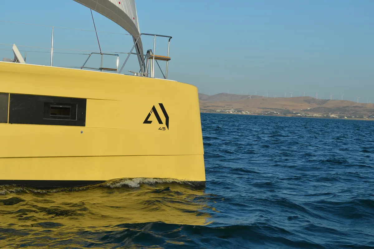 Exterior view of Premium +, a Aventura 45 catamaran at Dénia, Spain