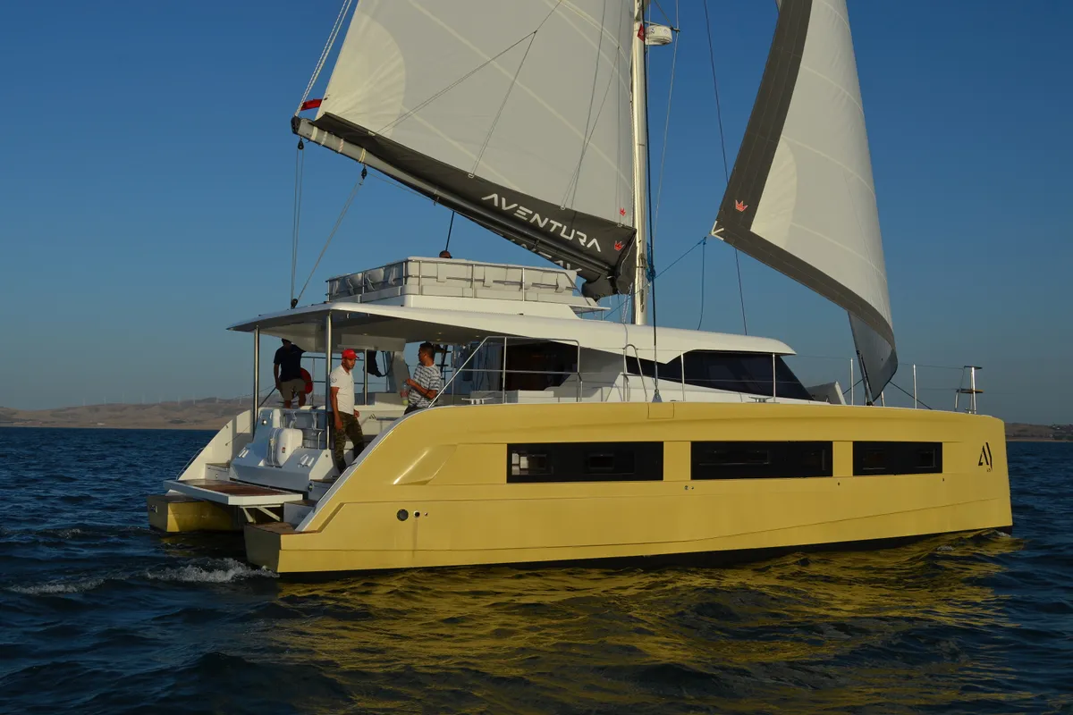 Exterior view of Premium +, a Aventura 45 catamaran at Dénia, Spain