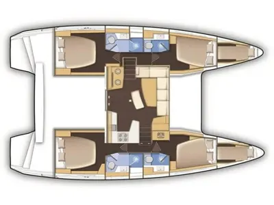 Floor plan of Blue Ripple I, a Lagoon 42 catamaran at Municipal Unit of Lefkada, Greece