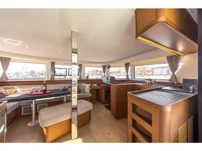 Salon of Blue Ripple I, a Lagoon 42 catamaran at Municipal Unit of Lefkada, Greece