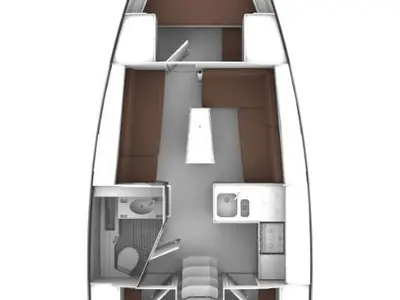 Floor plan of Dori, a Bavaria Cruiser 37 sailboat at Punat, Croatia