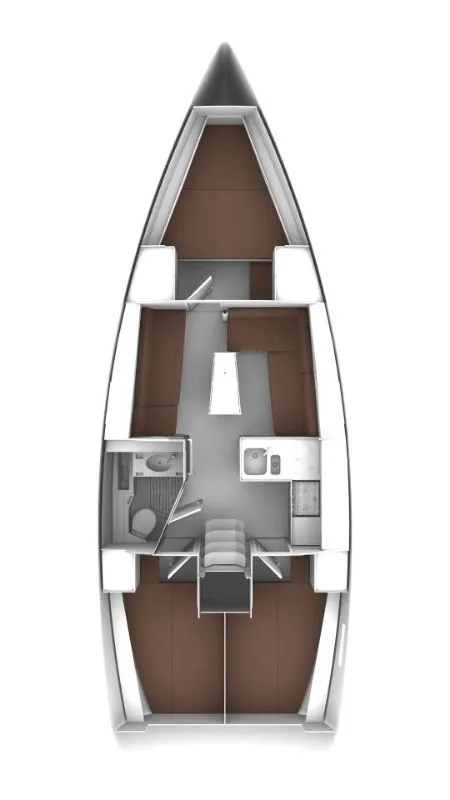 Floor plan of Dori, a Bavaria Cruiser 37 sailboat at Punat, Croatia
