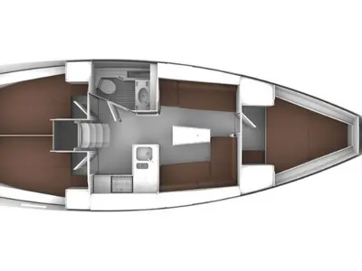 Floor plan of Dori, a Bavaria Cruiser 37 sailboat at Punat, Croatia