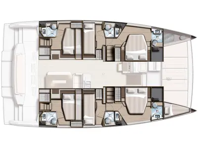 Floor plan of Sea Pearl, a Bali 4.8 catamaran at Athens, Greece