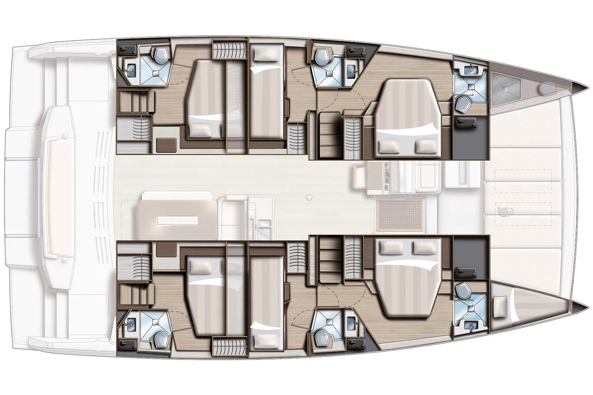 Floor plan of Sea Pearl, a Bali 4.8 catamaran at Athens, Greece