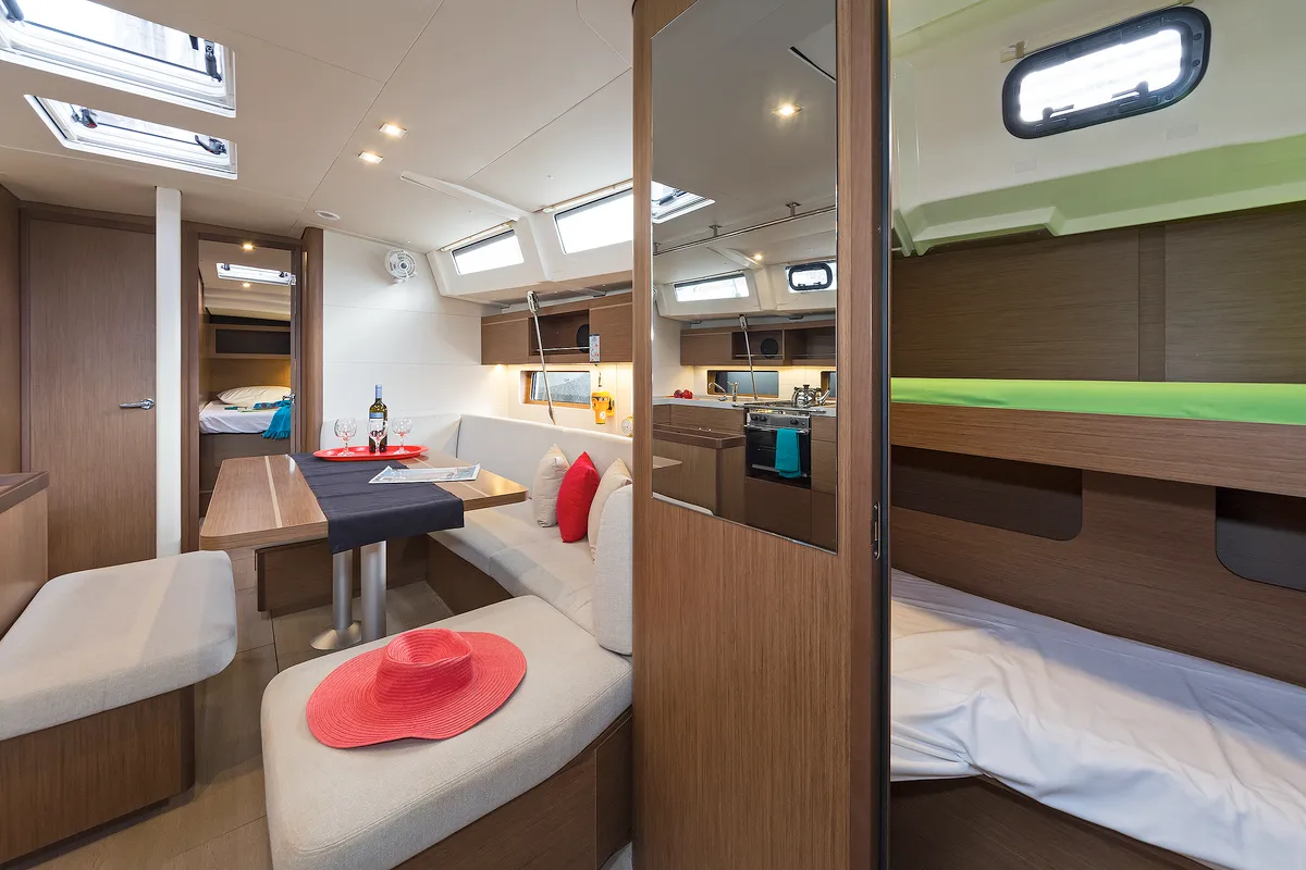 Salon of Rebekka Blue, a Beneteau Oceanis 46.1 sailboat at Municipal Unit of Rhodes, Greece