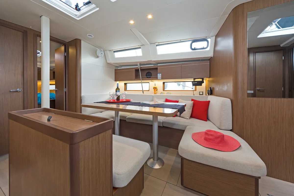 Salon of Rebekka Blue, a Beneteau Oceanis 46.1 sailboat at Municipal Unit of Rhodes, Greece
