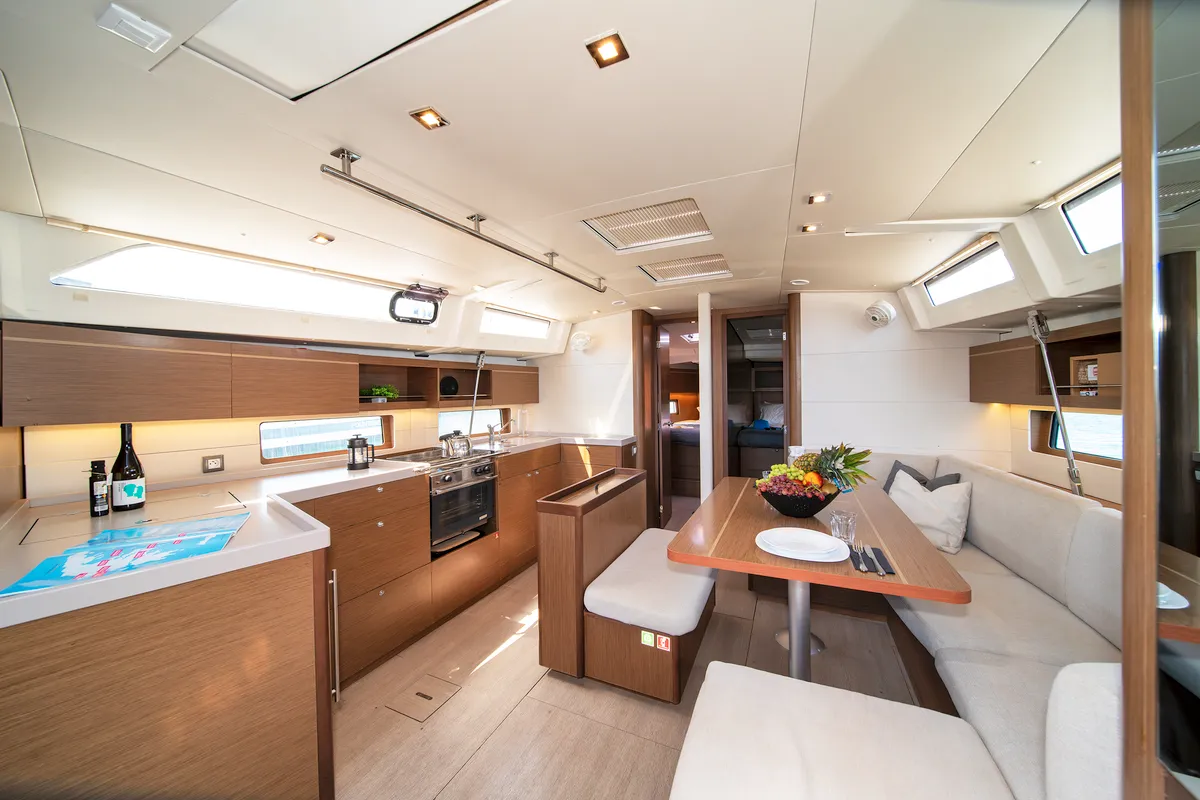 Salon of Rebekka Blue, a Beneteau Oceanis 46.1 sailboat at Municipal Unit of Rhodes, Greece