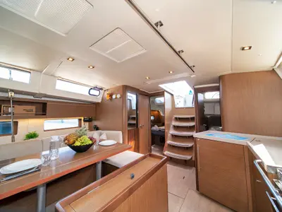 Salon of Rebekka Blue, a Beneteau Oceanis 46.1 sailboat at Municipal Unit of Rhodes, Greece