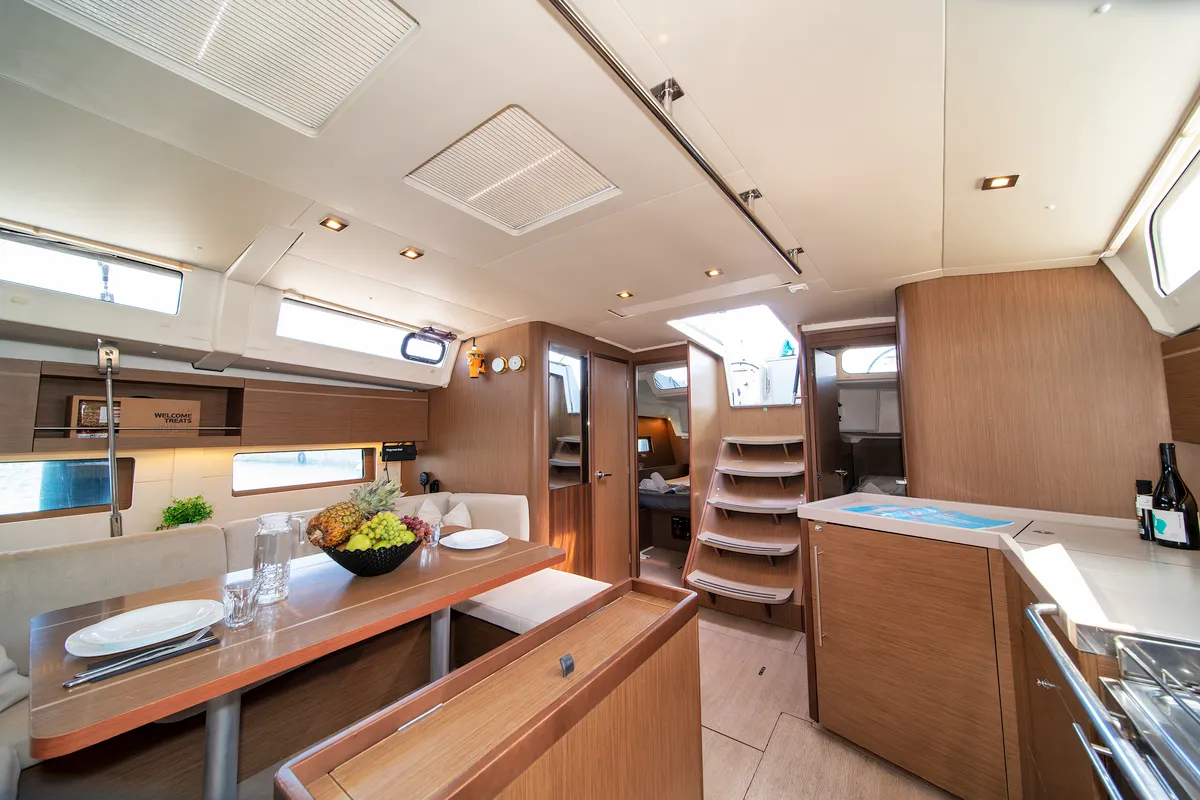 Salon of Rebekka Blue, a Beneteau Oceanis 46.1 sailboat at Municipal Unit of Rhodes, Greece