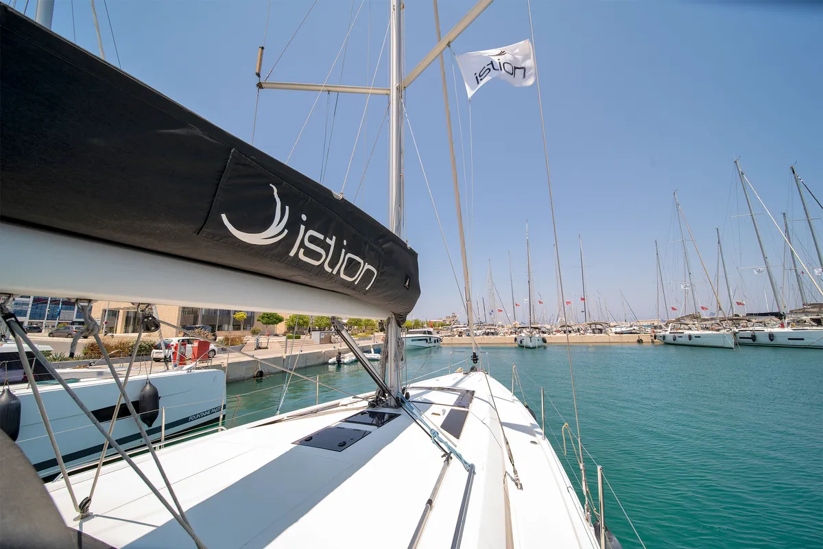 Deck of Rebekka Blue, a Beneteau Oceanis 46.1 sailboat at Municipal Unit of Rhodes, Greece