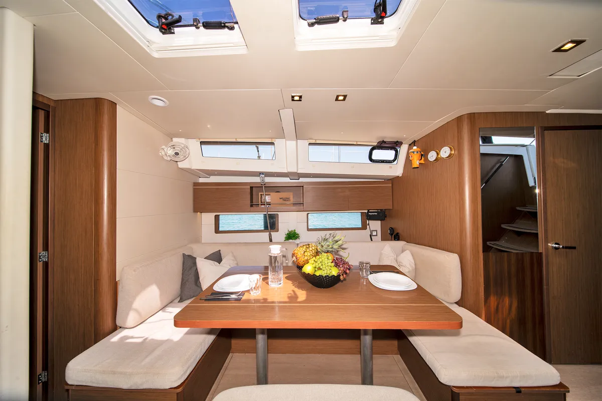 Salon of Rebekka Blue, a Beneteau Oceanis 46.1 sailboat at Municipal Unit of Rhodes, Greece