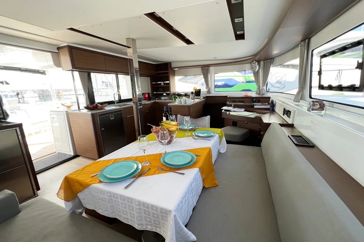 Salon of MPLE (air condition, generator, water maker) , a Lagoon 46 catamaran at Athens, Greece