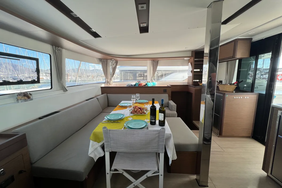 Salon of MPLE (air condition, generator, water maker) , a Lagoon 46 catamaran at Athens, Greece