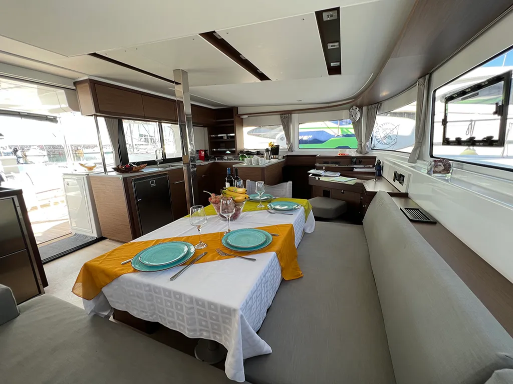 Salon of MPLE (air condition, generator, water maker) , a Lagoon 46 catamaran at Athens, Greece