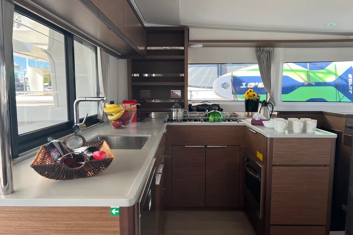 Galley of MPLE (air condition, generator, water maker) , a Lagoon 46 catamaran at Athens, Greece