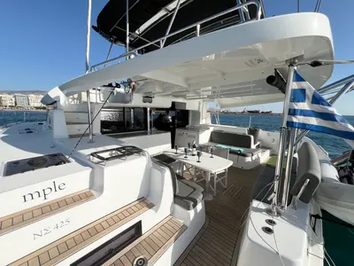 Deck of MPLE (air condition, generator, water maker) , a Lagoon 46 catamaran at Athens, Greece