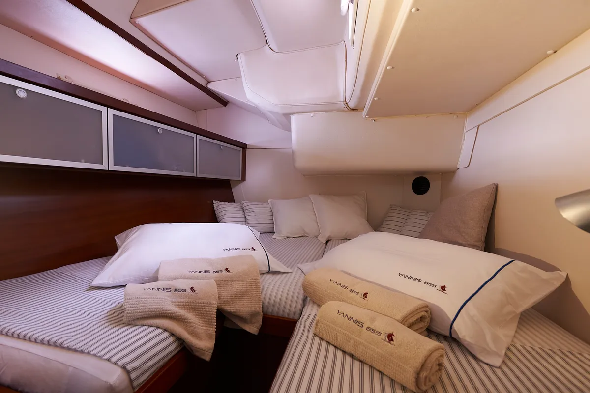 Cabin on Yannis 65 s, a Hanse 540e sailboat at Athens, Greece
