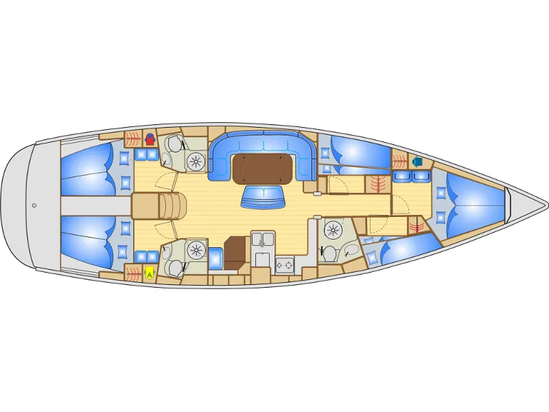 Floor plan of Canelupo, a Bavaria 50 sailboat at Punat, Croatia