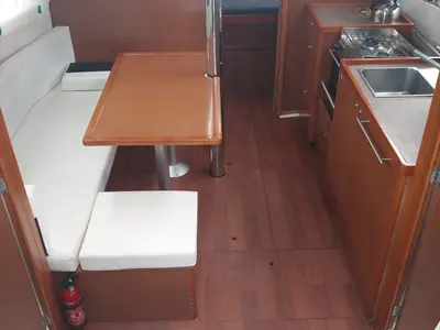 Salon of Monica, a Beneteau Oceanis 38 sailboat at Cannigione, Italy