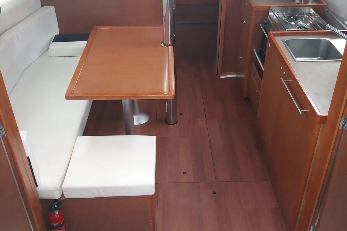 Salon of Monica, a Beneteau Oceanis 38 sailboat at Cannigione, Italy