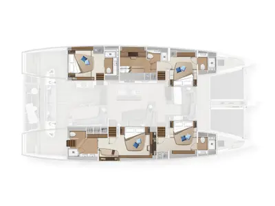 Floor plan of Sailuxe, a Lagoon Sixty 5 catamaran at Salerno, Italy