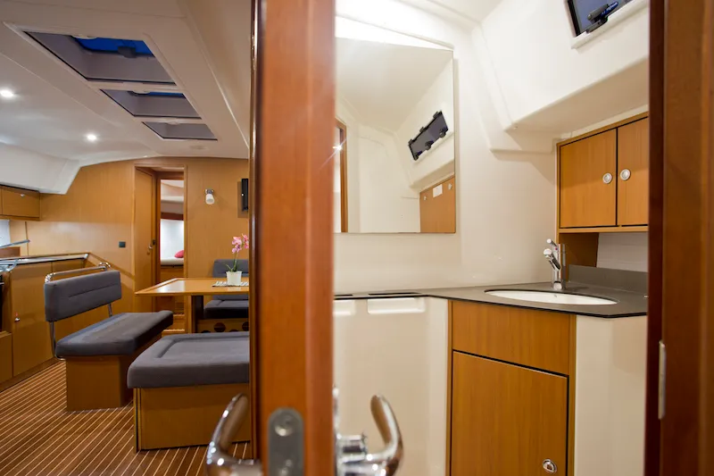 Salon of Bonata, a Bavaria Cruiser 45 sailboat at Grad Šibenik, Croatia