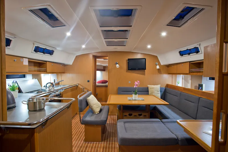 Salon of Bonata, a Bavaria Cruiser 45 sailboat at Grad Šibenik, Croatia
