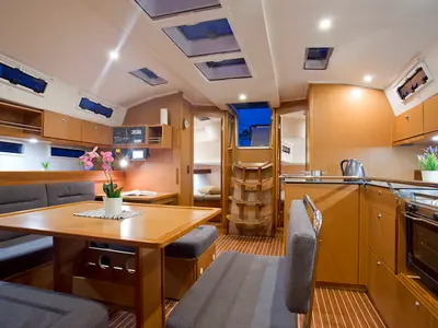 Salon of Bonata, a Bavaria Cruiser 45 sailboat at Grad Šibenik, Croatia